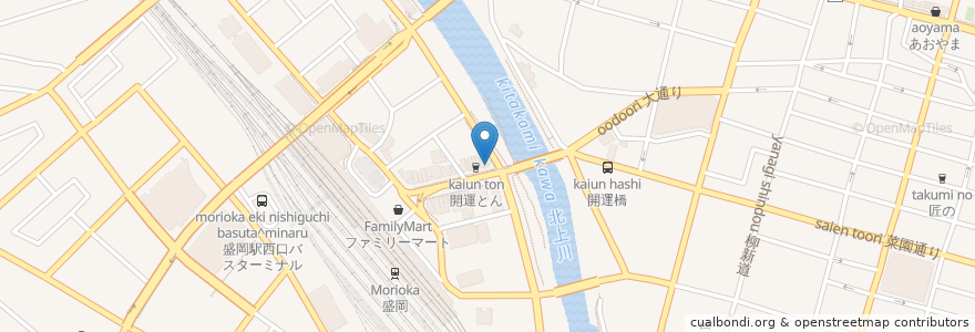 Mapa de ubicacion de 金宝堂 en 日本, 岩手県, 盛岡市.