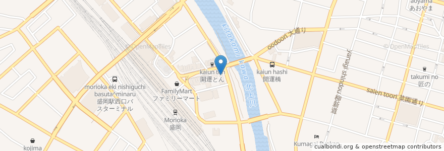 Mapa de ubicacion de 開運亭 en 日本, 岩手県, 盛岡市.