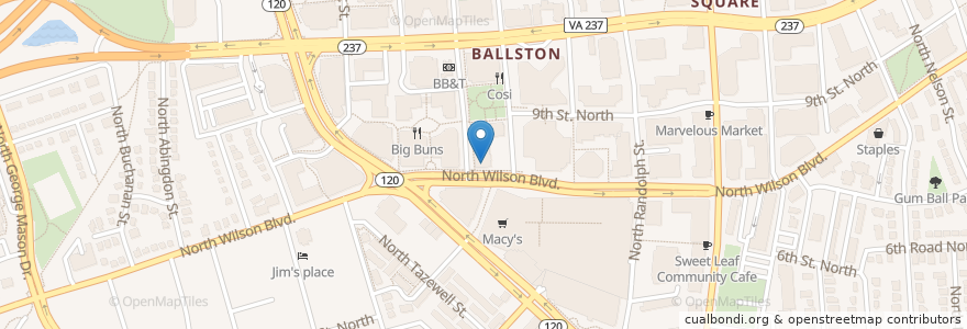 Mapa de ubicacion de TD Bank en Vereinigte Staaten Von Amerika, Virginia, Arlington County, Arlington.