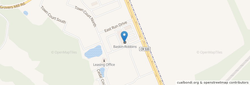Mapa de ubicacion de Baskin-Robbins en États-Unis D'Amérique, New Jersey, Mercer County, Lawrence Township.