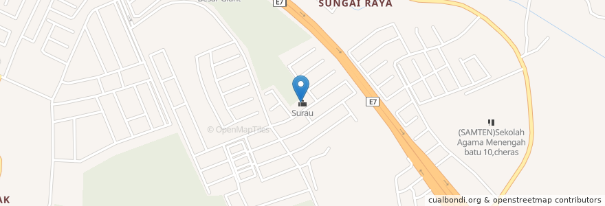 Mapa de ubicacion de Surau en Malaysia, Selangor, Majlis Perbandaran Kajang, Cheras.