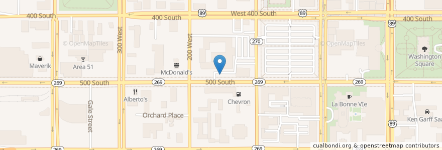 Mapa de ubicacion de Sheraton Station 150 West 500 South en Stati Uniti D'America, Utah, Salt Lake County, Salt Lake City.