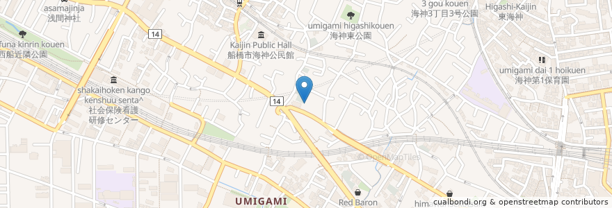 Mapa de ubicacion de あかもん寺 en 일본, 지바현, 船橋市.