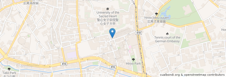Mapa de ubicacion de ひら匠 en Japan, Tokio, 港区, 広尾.