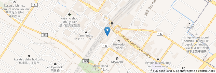Mapa de ubicacion de かねよし en Japonya, 滋賀県, 草津市.