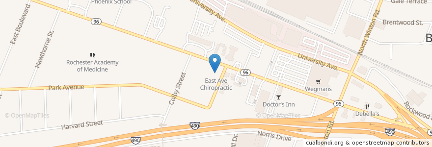 Mapa de ubicacion de East Ave Chiropractic en Amerika Syarikat, New York, Monroe County, Rochester.