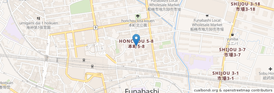 Mapa de ubicacion de Wel en اليابان, 千葉県, 船橋市.