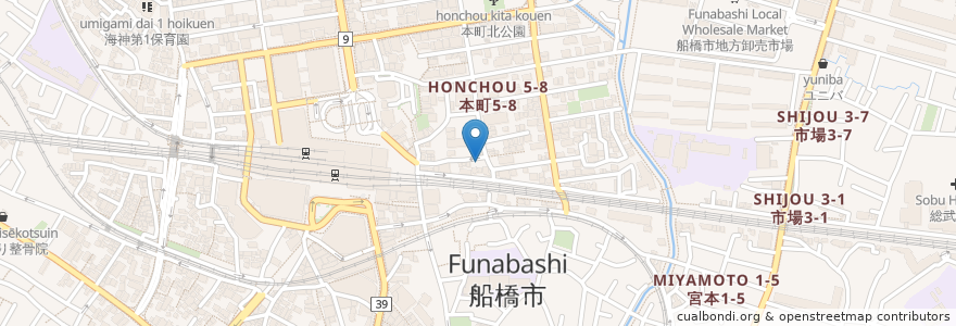 Mapa de ubicacion de 福味亭 (ふくみてい) en Japón, Prefectura De Chiba, Funabashi.