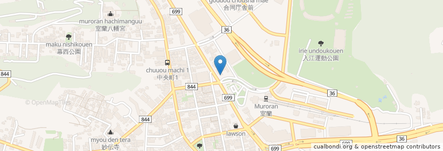 Mapa de ubicacion de 室蘭駅前交番 en Japón, Prefectura De Hokkaidō, 胆振総合振興局, 室蘭市.