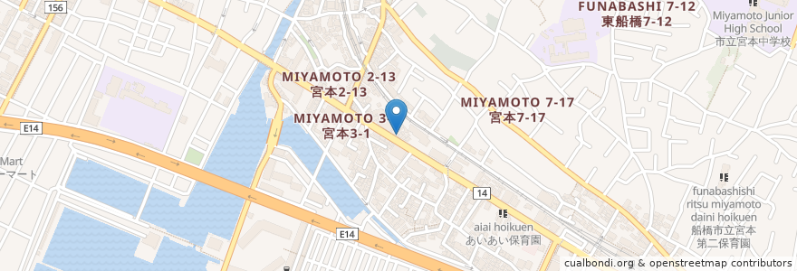 Mapa de ubicacion de 船橋ペット en 日本, 千葉県, 船橋市.