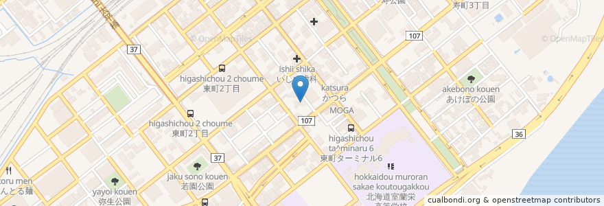 Mapa de ubicacion de 神島整形外科 en Япония, Хоккайдо, Округ Ибури, Муроран.