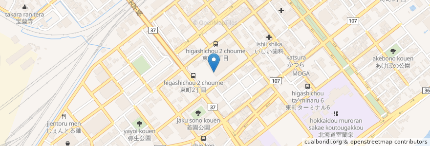 Mapa de ubicacion de 맥도날드 en 일본, 홋카이도, 胆振総合振興局, 室蘭市.