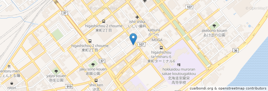 Mapa de ubicacion de 日本政策金融公庫 en Япония, Хоккайдо, Округ Ибури, Муроран.