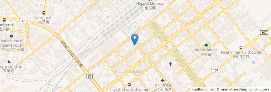 Mapa de ubicacion de やきとり一平 en اليابان, محافظة هوكايدو, 胆振総合振興局, 室蘭市.