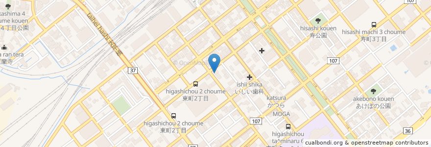 Mapa de ubicacion de 東町調剤薬局 en 일본, 홋카이도, 胆振総合振興局, 室蘭市.