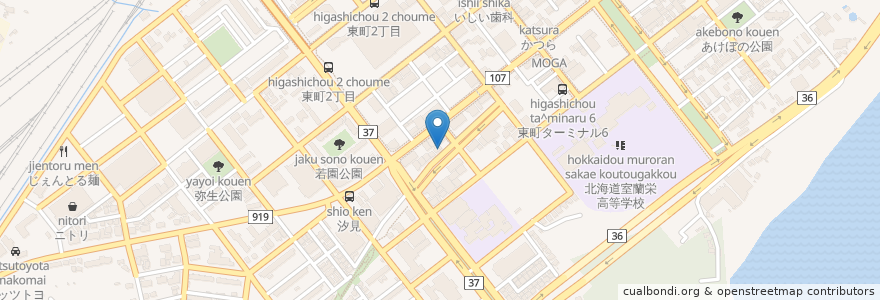 Mapa de ubicacion de みや本食堂 en Jepun, 北海道, 胆振総合振興局, 室蘭市.