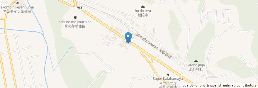 Mapa de ubicacion de 気仙沼古町郵便局 en Japon, Préfecture De Miyagi, 気仙沼市.