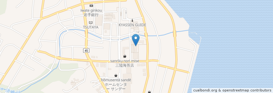 Mapa de ubicacion de Hy's cafe en Japan, Präfektur Iwate, 大船渡市.