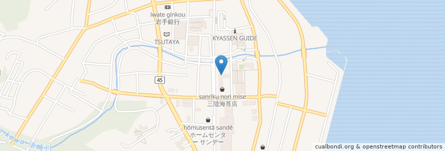 Mapa de ubicacion de 青い麦 en Japón, Prefectura De Iwate, 大船渡市.