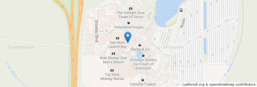 Mapa de ubicacion de Starring Rolls Cafe en الولايات المتّحدة الأمريكيّة, فلوريدا, Reedy Creek Improvement District, مقاطعة أورانج, Bay Lake.