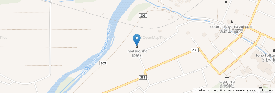 Mapa de ubicacion de 松尾社 en 日本, 岩手県, 遠野市.