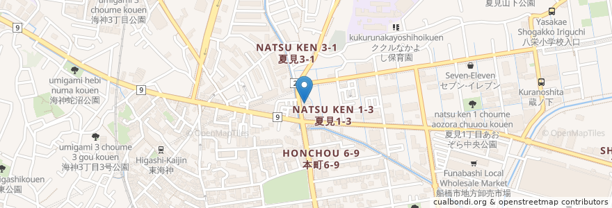 Mapa de ubicacion de ヤバセクリニック en 日本, 千葉県, 船橋市.