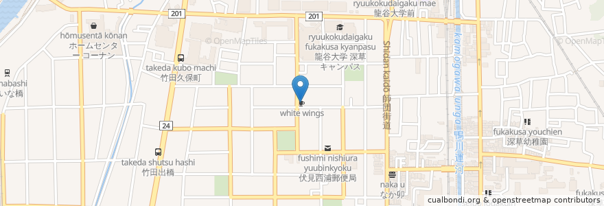 Mapa de ubicacion de white wings en Japan, Kyoto Prefecture, Kyoto, Fushimi Ward.