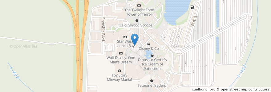 Mapa de ubicacion de The Hollywood Brown Derby Lounge en United States, Florida, Reedy Creek Improvement District, Orange County, Bay Lake.