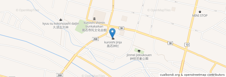 Mapa de ubicacion de 黒石神社 en Giappone, Prefettura Di Aomori, 黒石市.