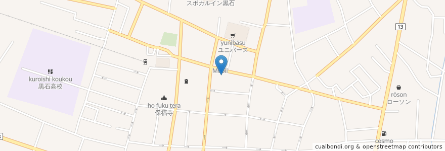 Mapa de ubicacion de 黒石郵便局 en Giappone, Prefettura Di Aomori, 黒石市.