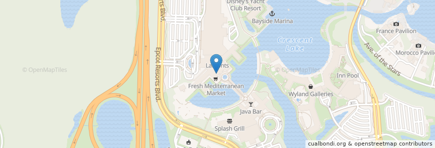 Mapa de ubicacion de The Fountain en United States, Florida, Reedy Creek Improvement District, Orange County, Bay Lake.