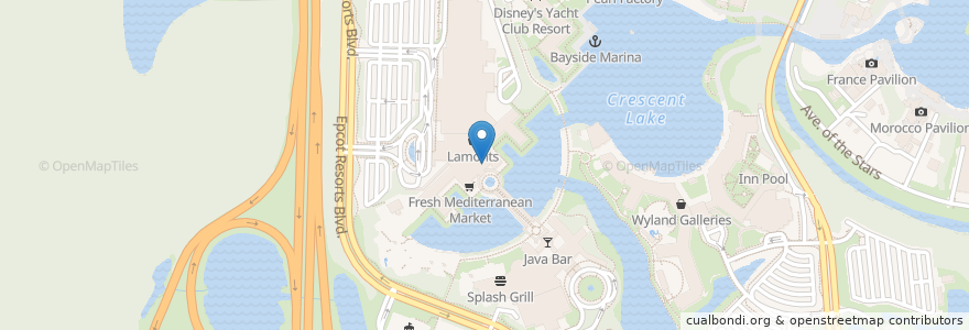Mapa de ubicacion de Lobby Lounge en 美利坚合众国/美利堅合眾國, 佛罗里达州/佛羅里達州, Reedy Creek Improvement District, 橙县/橙縣/橘郡, Bay Lake.