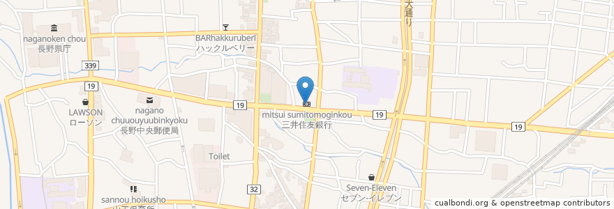 Mapa de ubicacion de 三井住友銀行 en 日本, 長野県, 長野市.