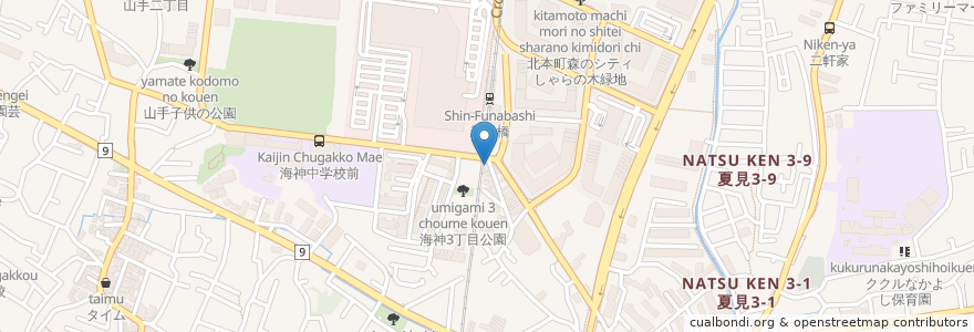 Mapa de ubicacion de 白井歯科クリニック en 일본, 지바현, 船橋市.