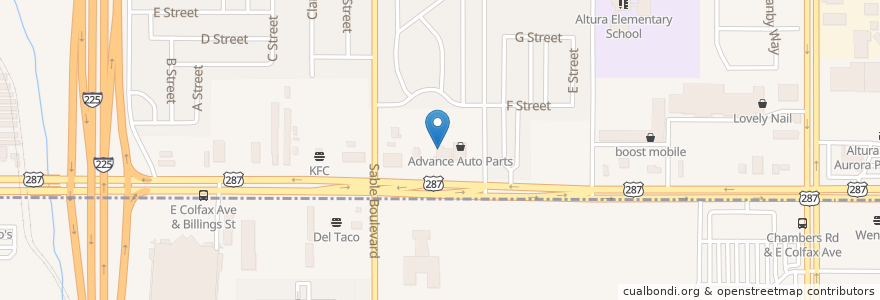 Mapa de ubicacion de Chase en ایالات متحده آمریکا, Colorado, Adams County, Aurora.
