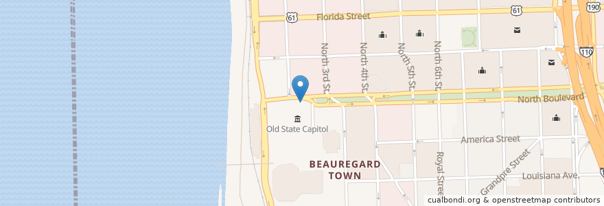 Mapa de ubicacion de North Blvd Transit Hub en Estados Unidos Da América, Luisiana, East Baton Rouge Parish, Baton Rouge.