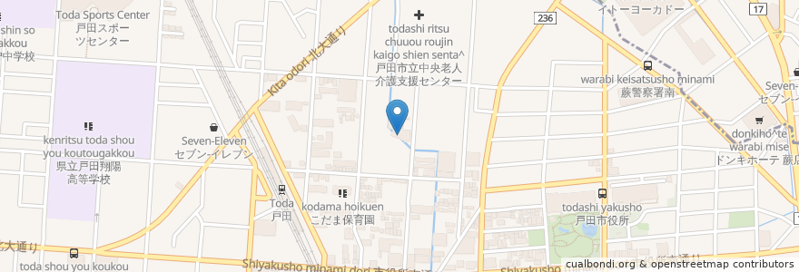 Mapa de ubicacion de 埼玉とだ自動車学校 en 日本, 埼玉県, 戸田市.