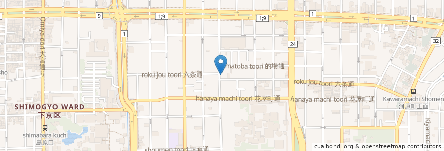 Mapa de ubicacion de 招福亭 en 日本, 京都府, 京都市, 下京区.