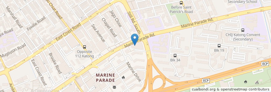 Mapa de ubicacion de Marine Parade Community Club en Singapur, Southeast.