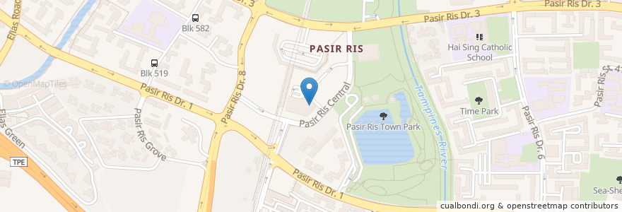 Mapa de ubicacion de Pasir Ris Public Library en Singapur, Northeast.