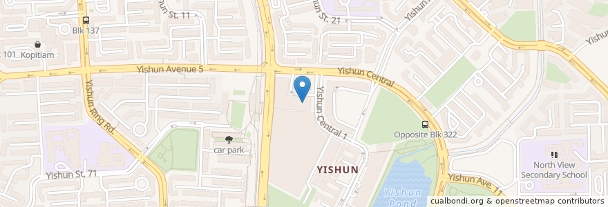 Mapa de ubicacion de Yishun Public Library en Singapur, Northwest.