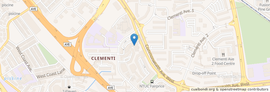 Mapa de ubicacion de Clementi Public Library en Singapura, Southwest.
