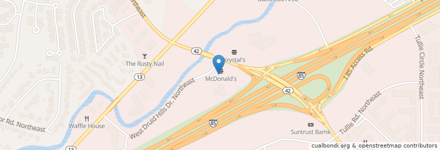 Mapa de ubicacion de McDonald's en Amerika Syarikat, Georgia, Dekalb County, Brookhaven.