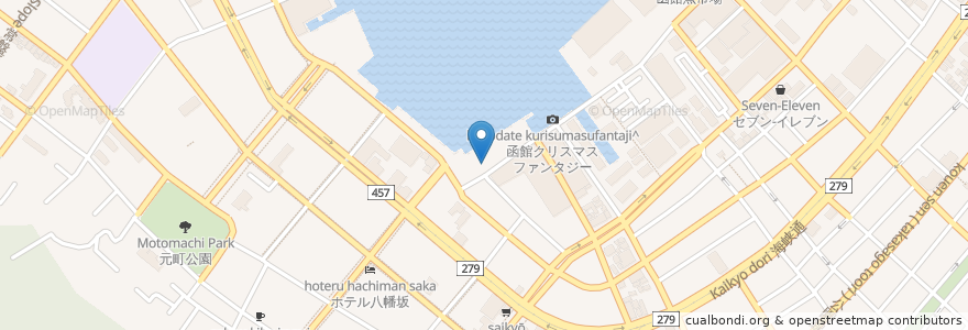 Mapa de ubicacion de 스타벅스 커피 하코다테 베이사이드점 en 일본, 홋카이도, 渡島総合振興局, 函館市.