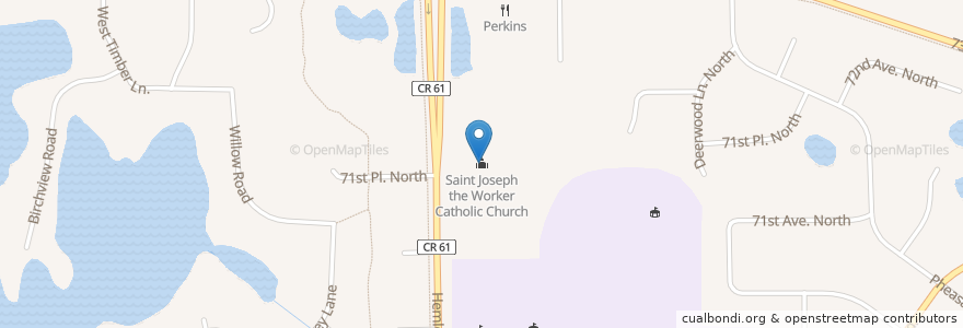 Mapa de ubicacion de Saint Joseph the Worker Catholic Church en États-Unis D'Amérique, Minnesota, Hennepin County, Maple Grove.