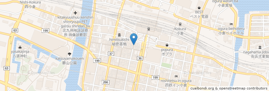 Mapa de ubicacion de スターバックス en Japan, Präfektur Fukuoka, 北九州市, 小倉北区.