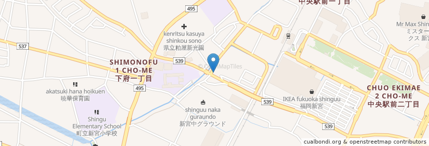 Mapa de ubicacion de コメダ珈琲店新宮店 en 日本, 福岡県, 糟屋郡, 新宮町.