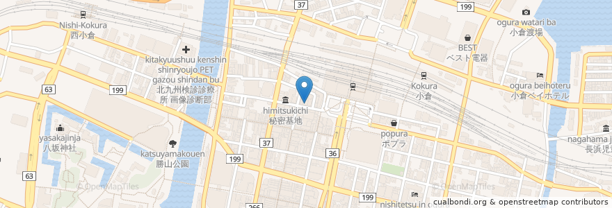 Mapa de ubicacion de 松屋 小倉駅前店 en Giappone, Prefettura Di Fukuoka, 北九州市, 小倉北区.