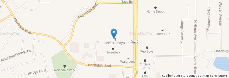 Mapa de ubicacion de Beef O'Brady's en Соединённые Штаты Америки, Флорида, Hillsborough County.