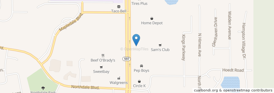 Mapa de ubicacion de Sam's Club en United States, Florida, Hillsborough County.